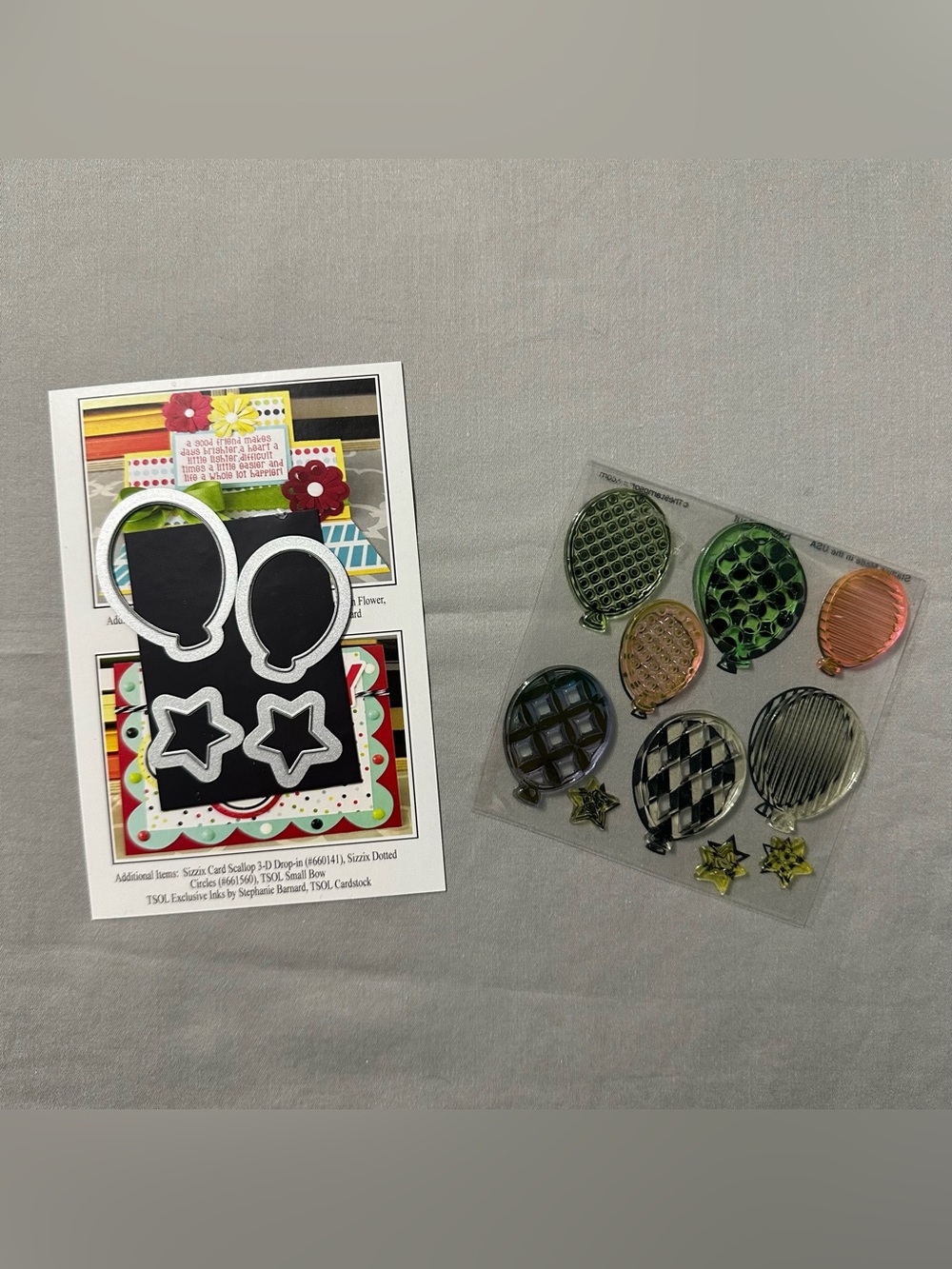 Stamps of Life balloons2cut Clear Stamp & Die Set Lot Birthday Balloons Stars
